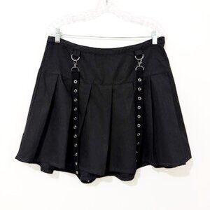 Hot Topic Black Grommet Suspender Pleated Skirt Size XL